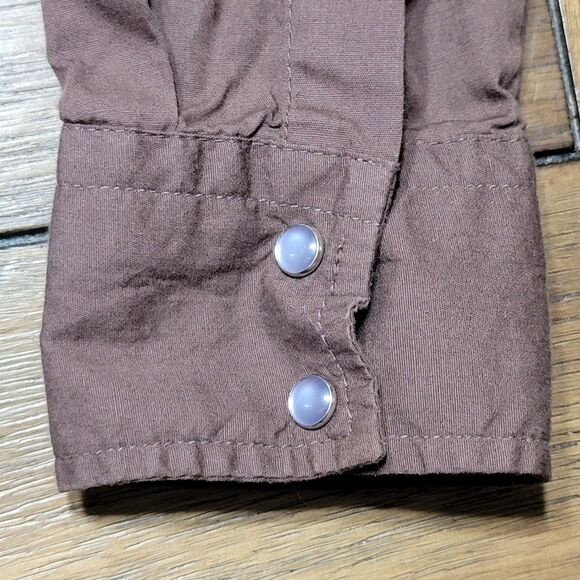Life Style LS Pearl Snap Dark Brown Western Shirt w/Embroidery Decoration-Medium - Picture 3 of 6